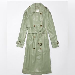NWT American Eagle Vegan Leather Trench Coat